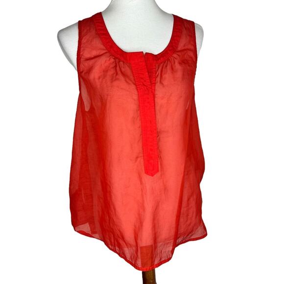Patterson J. Kincade Sheer Red Sleeveless Blouse Tank - Picture 1 of 6
